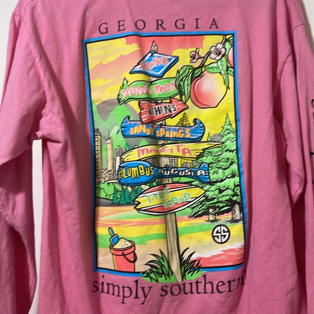 Simply Southern Georgia Pink Graphic Long Sleeve Shirt size medium - Picture 3 of 5